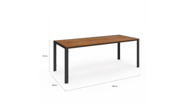 Ensemble repas Timbia 8 places noir et verre trempé effet bois Ensemble repas Timbia 8 places noir et verre trempé effet bois