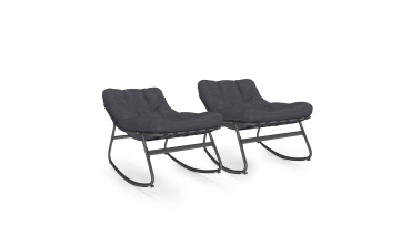 Fauteuils de jardin à bascule avec coussin gris - lot de 2 Fauteuils de jardin à bascule avec coussin gris - lot de 2
