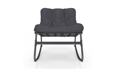 Fauteuils de jardin à bascule avec coussin gris - lot de 2 Fauteuils de jardin à bascule avec coussin gris - lot de 2
