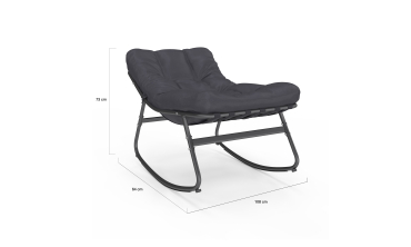 Fauteuils de jardin à bascule avec coussin gris - lot de 2 Fauteuils de jardin à bascule avec coussin gris - lot de 2