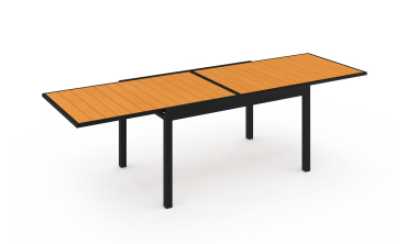Table de jardin extensible en polywood bois et noir 135-270cm