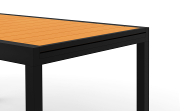 Table de jardin extensible en polywood bois et noir 135-270cm