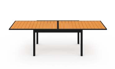Table de jardin extensible en polywood bois et noir 135-270cm