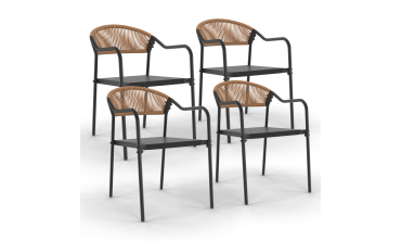 Chaises de jardin Nazare en osier et textilène - lot de 4 Chaises de jardin Nazare en osier et textilène - lot de 4