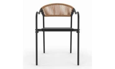 Chaises de jardin Nazare en osier et textilène - lot de 4 Chaises de jardin Nazare en osier et textilène - lot de 4