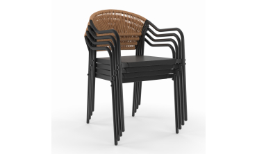 Chaises de jardin Nazare en osier et textilène - lot de 4 Chaises de jardin Nazare en osier et textilène - lot de 4
