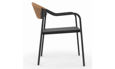 Chaises de jardin Nazare en osier et textilène - lot de 4 Chaises de jardin Nazare en osier et textilène - lot de 4