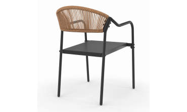 Chaises de jardin Nazare en osier et textilène - lot de 4 Chaises de jardin Nazare en osier et textilène - lot de 4