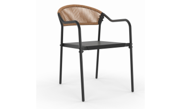 Chaises de jardin Nazare en osier et textilène - lot de 4 Chaises de jardin Nazare en osier et textilène - lot de 4