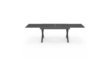 Table de jardin extensible en polywood gris anthracite et pieds croisés 135-270cm Table de jardin extensible en polywood gris anthracite et pieds croisés 135-270cm