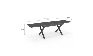 Table de jardin extensible en polywood gris anthracite et pieds croisés 135-270cm Table de jardin extensible en polywood gris anthracite et pieds croisés 135-270cm