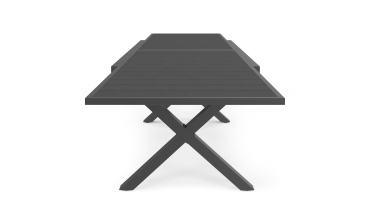 Table de jardin extensible en polywood gris anthracite et pieds croisés 135-270cm Table de jardin extensible en polywood gris anthracite et pieds croisés 135-270cm