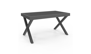 Table de jardin extensible en polywood gris anthracite et pieds croisés 135-270cm Table de jardin extensible en polywood gris anthracite et pieds croisés 135-270cm