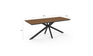 Table de jardin Milazzo en polywood et pieds croisés 190cm