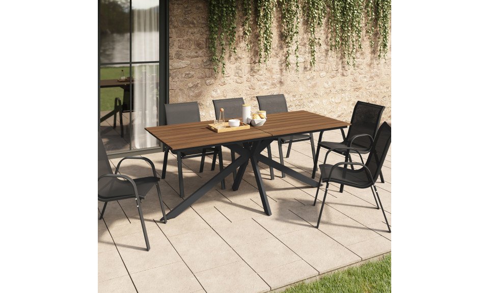 Table de jardin Milazzo en polywood et pieds croisés 190cm