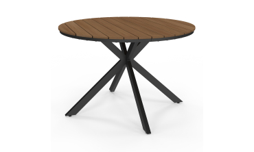 Table de jardin Milazzo ronde en polywood et pieds croisés 120cm