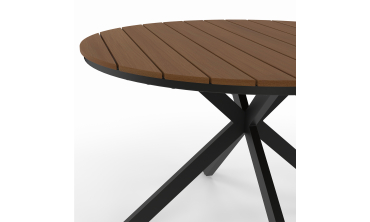 Table de jardin Milazzo ronde en polywood et pieds croisés 120cm