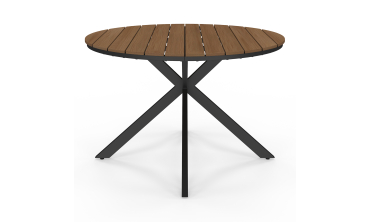 Table de jardin Milazzo ronde en polywood et pieds croisés 120cm