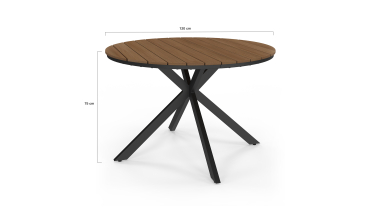 Table de jardin Milazzo ronde en polywood et pieds croisés 120cm