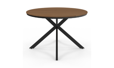 Table de jardin Milazzo ronde en polywood et pieds croisés 120cm