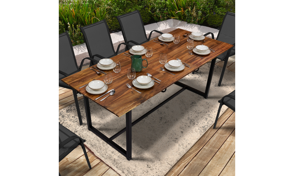 Table extensible bois et acier Acacia Table extensible bois et acier Acacia