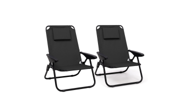 Fauteuils de jardin inclinables pliables et portables noir - lot de 2