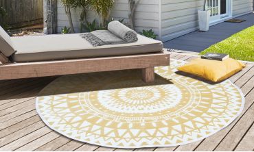 Tapis exterieur rond 150cm Maori beige