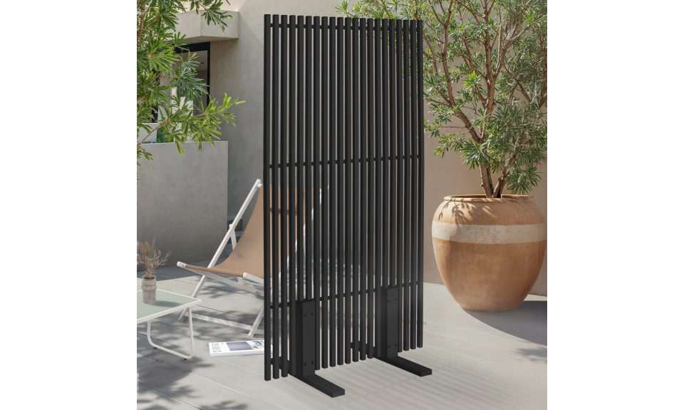 Paravent extérieur ajouré en métal gris anthracite 150x80cm