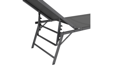 Transats inclinables Malaga 4 positions en textilène gris - lot de 2