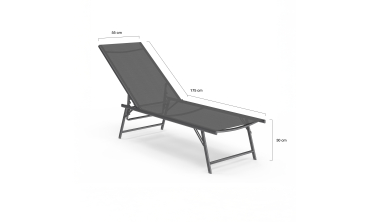 Transats inclinables Malaga 4 positions en textilène gris - lot de 2