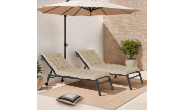 Coussins universels beiges pour bain de soleil - lot de 2