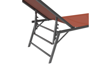 Transats inclinables Malaga 4 positions en textilène terracotta - lot de 2