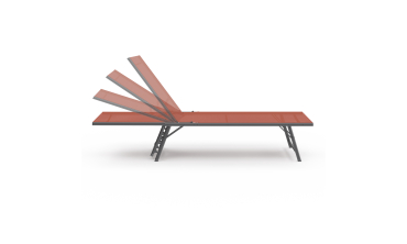 Transats inclinables Malaga 4 positions en textilène terracotta - lot de 2