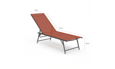Transats inclinables Malaga 4 positions en textilène terracotta - lot de 2