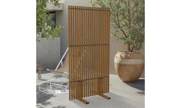 Paravent extérieur ajouré en métal effet bois 150x80cm