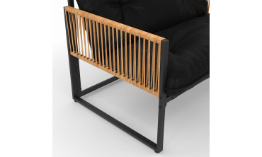 Salon de jardin Ozéa 4 places noir et cordage