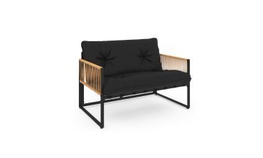 Salon de jardin Ozéa 4 places noir et cordage