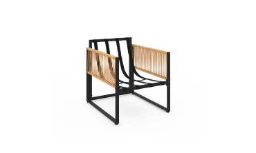 Salon de jardin Ozéa 4 places noir et cordage