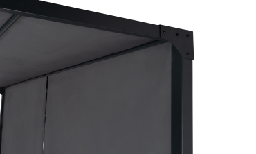 Pergola 3x4m + 2 toiles latérales coulissantes grises