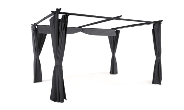 Pergola Marina 3x4m toit rétractable + 4 rideaux