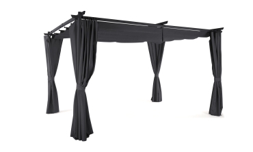 Pergola Marina 3x4m toit rétractable + 4 rideaux
