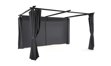 Pergola Marina 3x4m toit rétractable + 4 rideaux