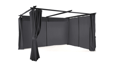 Pergola Marina 3x4m toit rétractable + 4 rideaux
