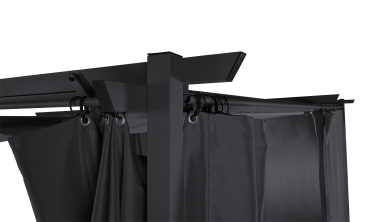 Pergola Marina 3x4m toit rétractable + 4 rideaux