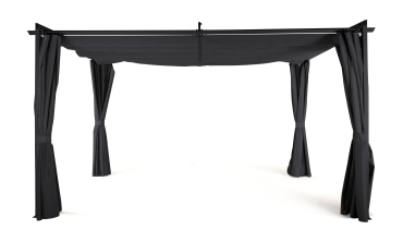 Pergola Marina 3x4m toit rétractable + 4 rideaux