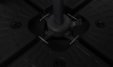 Parasol Sombra 360° rectangle gris 4x3m avec housse et dalles