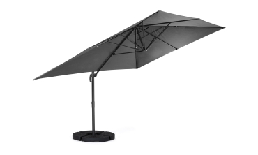 Parasol Sombra 360° rectangle gris 4x3m avec housse et dalles
