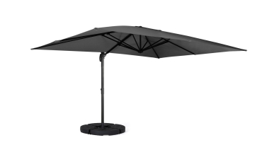 Parasol Sombra 360° rectangle gris 4x3m avec housse et dalles