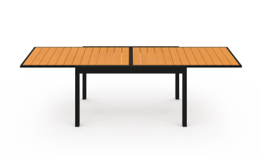 Ensemble repas extensible 12 places polywood noir et bois