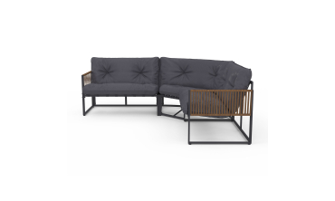 Salon de jardin d'angle Ozéa 8 places gris et cordage